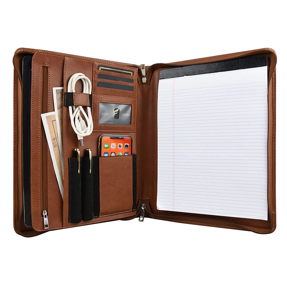 Vegan Leather Padfolio PU File Folder Professional Business Portfolio with A4 Writing Pad for Resume