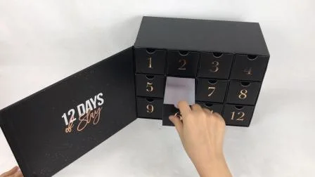 Scatola cosmetica personalizzata per calendario dell'Avvento 24 con confezioni regalo per trucco glitterato