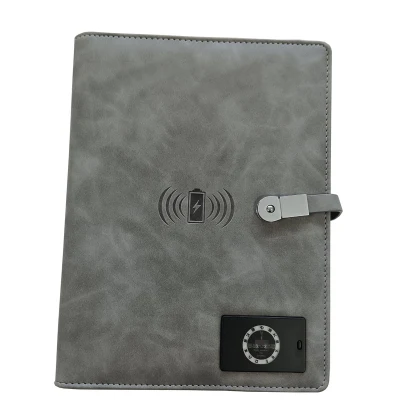 Notebook USB con diario cancellabile riutilizzabile in pelle per caricabatterie wireless 2023 con Power Bank e flash USB